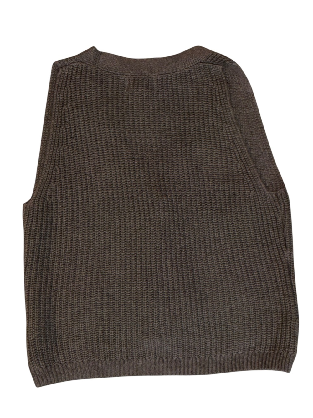 NWT Taupe Ribbed Button Front Sweater Vest Women's Medium Quiet Luxury Minimalis - Picture 9 of 9